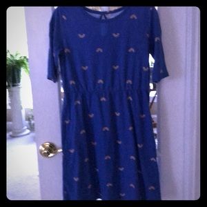 Old Navy Blue w/Rainbows Knit A-line Dress XL/14